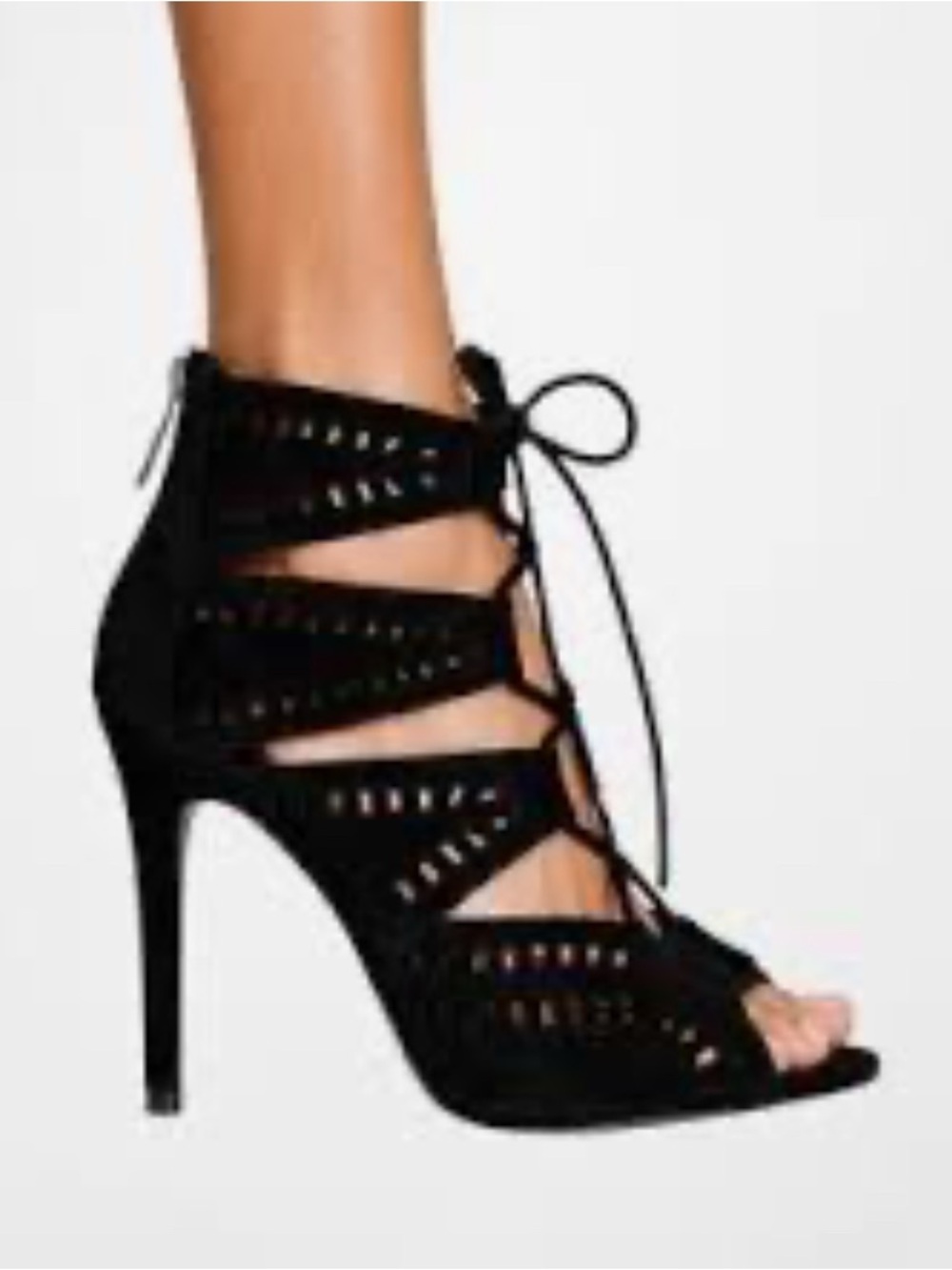 Zara Black Lace-Up High Heel Sandal Size 39
